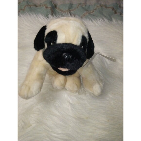 Russ Berrie THE PUG Puppy Dog 13” Long Plush Stuffed Animal Puppet W/ Sound - Picture 1 of 10